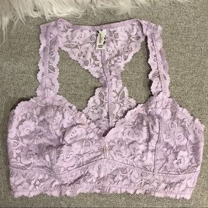 TWO bras (purple lace bralette and black lace bra)